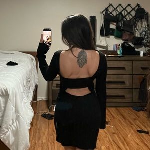 Reformation open back mini dress